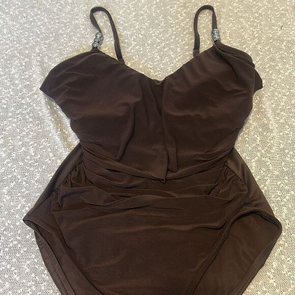 MAGICSUIT Isabel One Piece Swimsuit Brown Flouncy Slimming Tummy Control Swim 12 - Picture 4 of 14